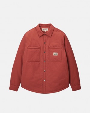 Stussy Acolchado Tech Over Shirt - Unisex Tops Shirts Rojos Oscuro | MMXHR74733