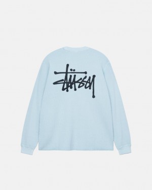 Stussy Basic Stock Ls Thermal - Mens Long Sleeve Knit Azules Claro | MXNEJ25373