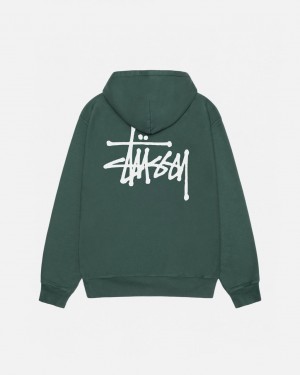 Stussy Basic Stussy Hoodie Pigment Dyed - Unisex Hoodies Verdes | SMXNY68112