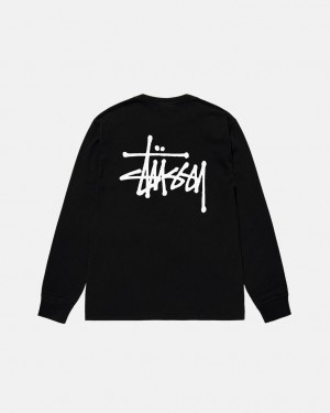 Stussy Basic Stussy LS Tee - Unisex Longsleeve Negros | FMXUI25879