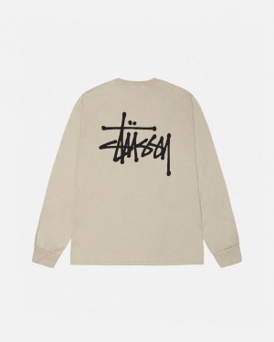 Stussy Basic Stussy Ls Tee - Mens Long Sleeve T-Shirt Kaki | MXJZR17050