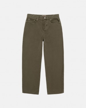 Stussy Big Ol& Jean Washed Lona - Unisex Pants Verde Oliva | MXDYB36149