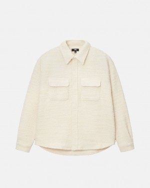 Stussy Boucle Lana Cpo Shirt - Unisex Tops Shirts Beige | MXXMI15342