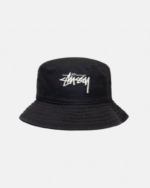 Stussy Bucket Hat Big Stock - Unisex Negros | MXICD39321