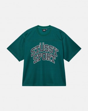 Stussy Deporte Mesh Football Jersey - Unisex Sweaters Knits Verdes | MXDFL32064