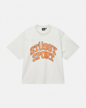 Stussy Deporte Mesh Football Jersey - Unisex Sweaters Knits Beige | MXEGJ16613