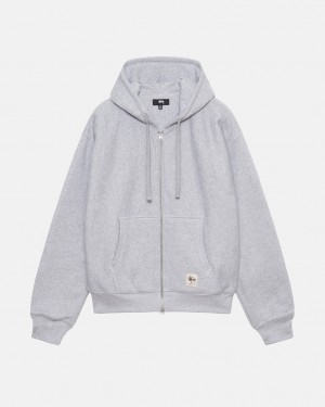 Stussy Double Face Label Zip Hoodie - Unisex Hoodies Grises | ZMXMJ55999