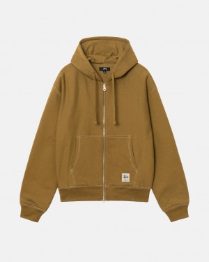 Stussy Double Face Label Zip Hoodie - Unisex Hoodies Verde Oliva | DMXVO53551