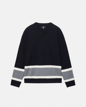 Stussy Hockey Sueter - Unisex Sweaters Knits Negros | DMXVO49132