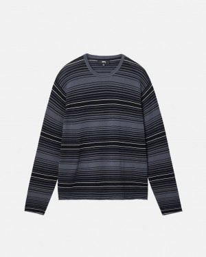 Stussy Horizontal Stripe Sueter - Unisex Sweaters Knits Grises | SMXVO25780