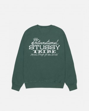 Stussy IST Crew Pigment Dyed - Unisex Hoodies Verdes | MXIIZ67172