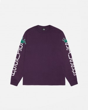 Stussy Jumbo LS Tee Pigment Dyed - Unisex Longsleeve Morados | MXZDE30628