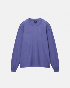 Stussy Lazy LS Tee - Unisex Longsleeve Azules Oscuro | MXDFL49223