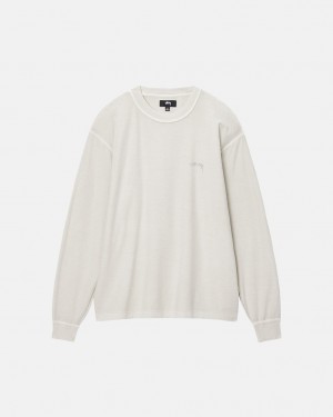 Stussy Lazy LS Tee - Unisex Longsleeve Beige | MXICD97678