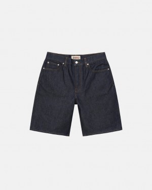 Stussy Raw Denim Big Ol& Shorts - Men&s Shorts Trunks Negros | DMXVO63878