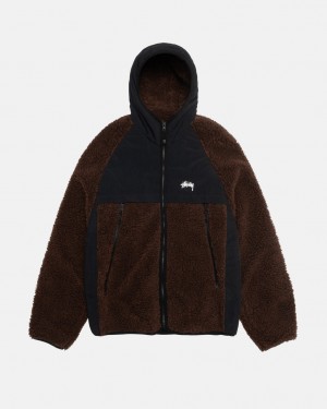 Stussy Sherpa Paneled Encapuchado Jacket - Unisex Hoodies Marrom | UMXTG26714