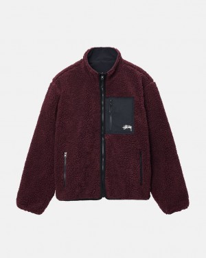 Stussy Sherpa Reversible Jacket - Unisex Jackets Vino | AMXWC30394