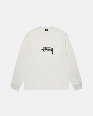 Stussy Small Stock LS Tee Pigment Dyed - Unisex Longsleeve Beige | MXCIF59864