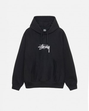 Stussy Stock Logo Applique Hoodie - Unisex Hoodies Negros | SMXVO49746