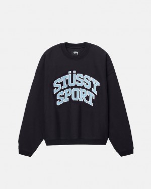 Stussy Stüssy Deporte Relaxed Oversized Crew - Unisex Hoodies Negros | UMXND81546