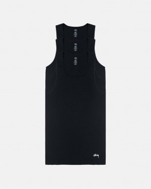 Stussy Stussy Tank Undershirt - Unisex Sweaters Knits Negros | ZMXNQ73495