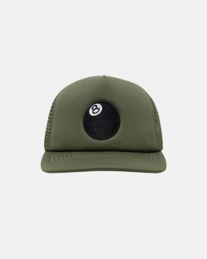 Stussy Trucker 8 Ball Snapback - Unisex Verde Oliva | MMXFT98147