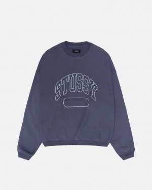 Stussy Varsity Oversized Crew - Unisex Hoodies Azules | EMXHC27480