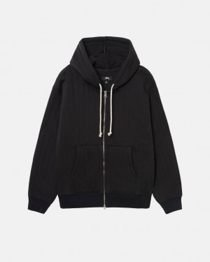 Stussy Vertical Acolchado Zip Hoodie - Unisex Hoodies Negros | MXJBT52854