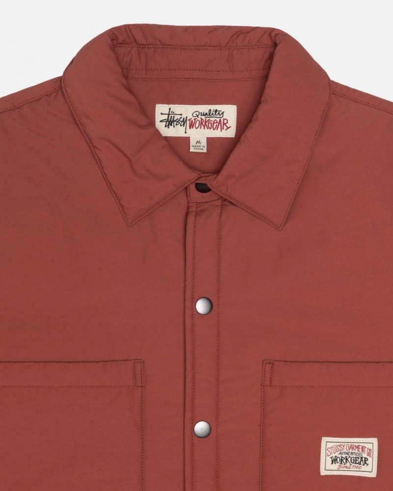 Stussy Acolchado Tech Over Shirt - Unisex Tops Shirts Rojos Oscuro | MMXHR74733