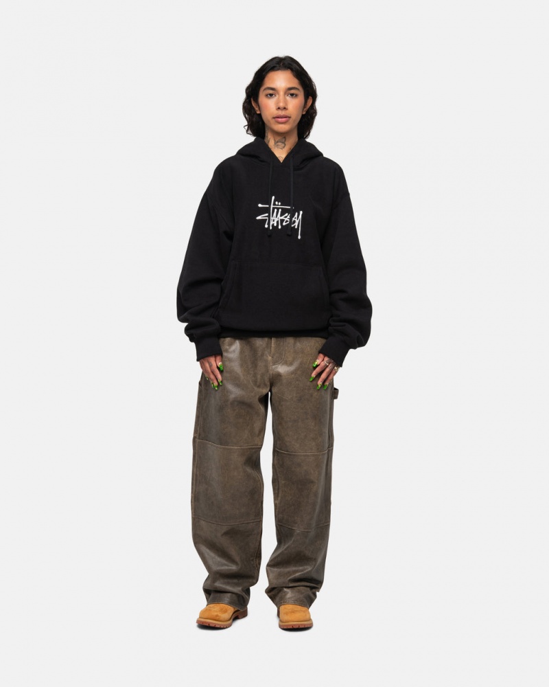 Stussy Basic Applique Hoodie - Unisex Hoodies Negros | BMXSD62044