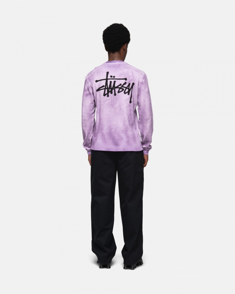 Stussy Basic Stock LS Thermal - Unisex Longsleeve T-Shirts Lavanda | SMXVO45955