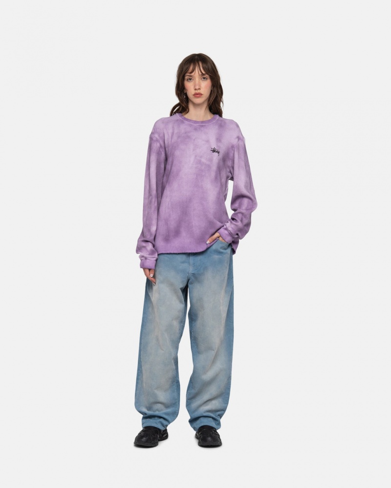 Stussy Basic Stock LS Thermal - Unisex Longsleeve T-Shirts Lavanda | SMXVO45955