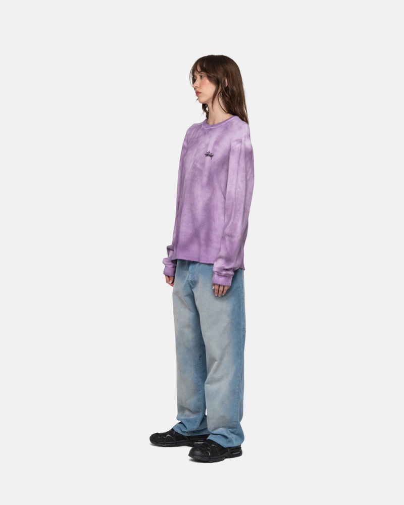 Stussy Basic Stock LS Thermal - Unisex Longsleeve T-Shirts Lavanda | SMXVO45955