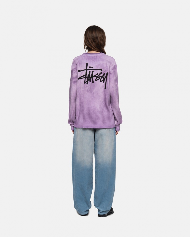 Stussy Basic Stock LS Thermal - Unisex Longsleeve T-Shirts Lavanda | SMXVO45955