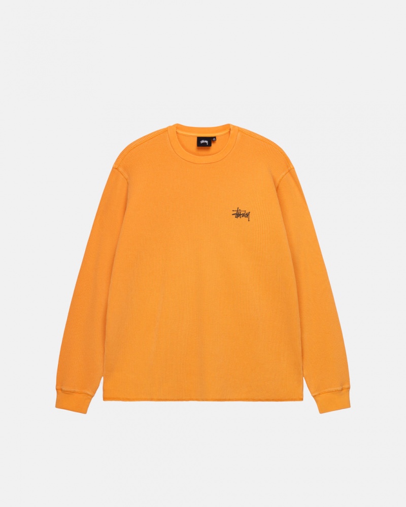 Stussy Basic Stock Ls Thermal - Mens Long Sleeve Knit Albaricoque | QMXWA78818