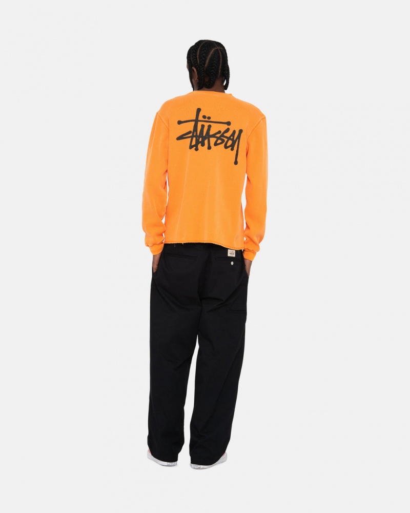 Stussy Basic Stock Ls Thermal - Mens Long Sleeve Knit Albaricoque | QMXWA78818