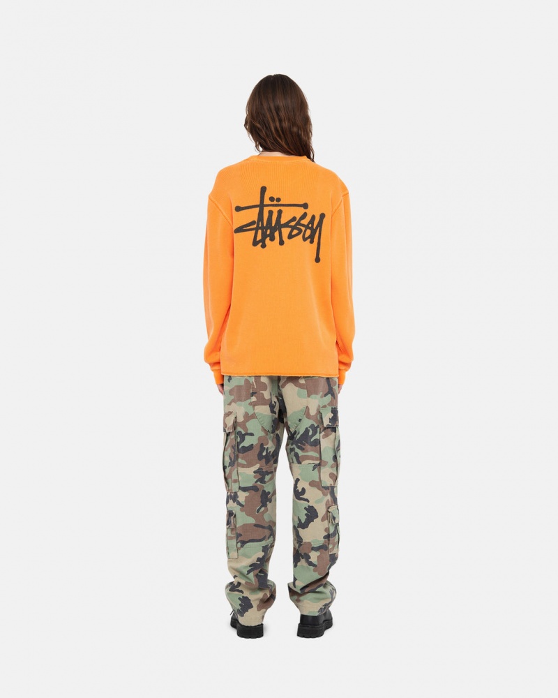 Stussy Basic Stock Ls Thermal - Mens Long Sleeve Knit Albaricoque | QMXWA78818