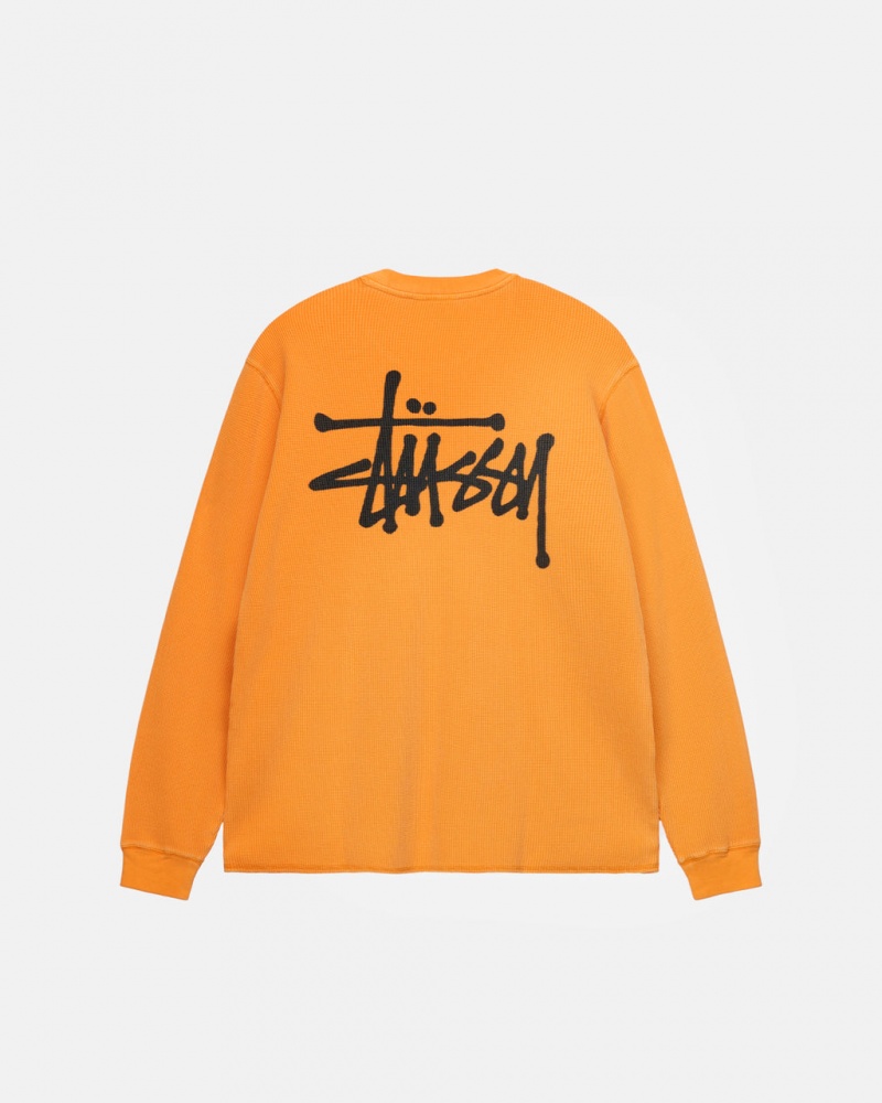 Stussy Basic Stock Ls Thermal - Mens Long Sleeve Knit Albaricoque | QMXWA78818