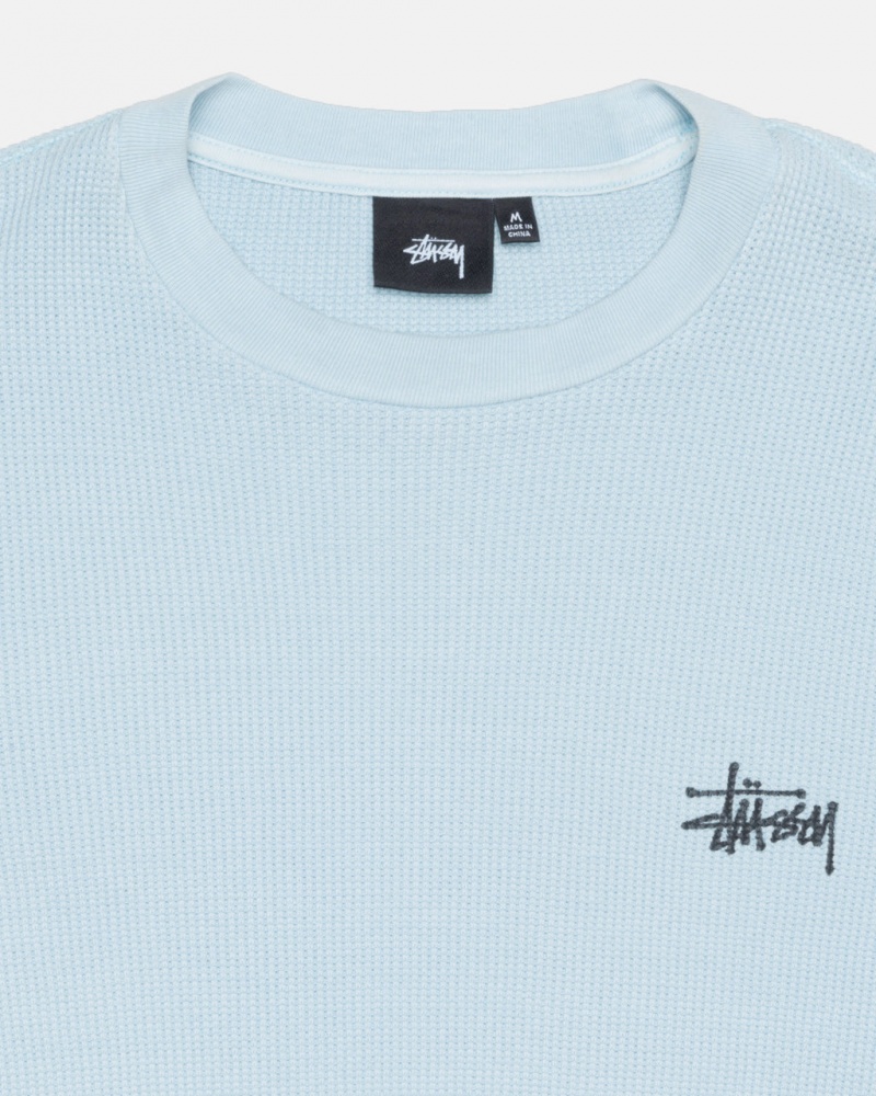 Stussy Basic Stock Ls Thermal - Mens Long Sleeve Knit Azules Claro | MXNEJ25373