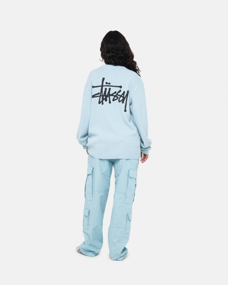 Stussy Basic Stock Ls Thermal - Mens Long Sleeve Knit Azules Claro | MXNEJ25373