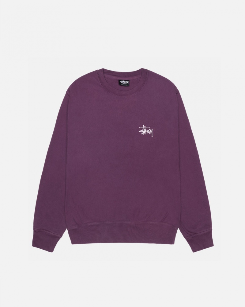 Stussy Basic Stussy Crew Pigment Dyed - Unisex Hoodies Morados | XMXGW77971