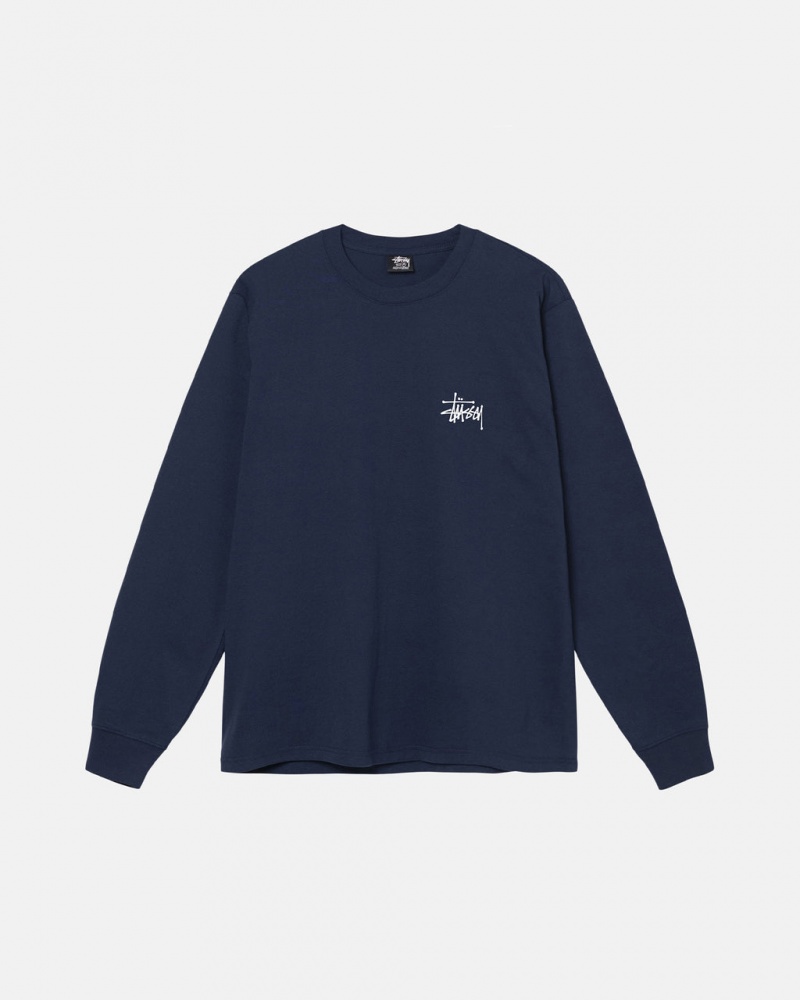 Stussy Basic Stussy LS Tee - Mens Tees Azul Marino | YMXGT98569