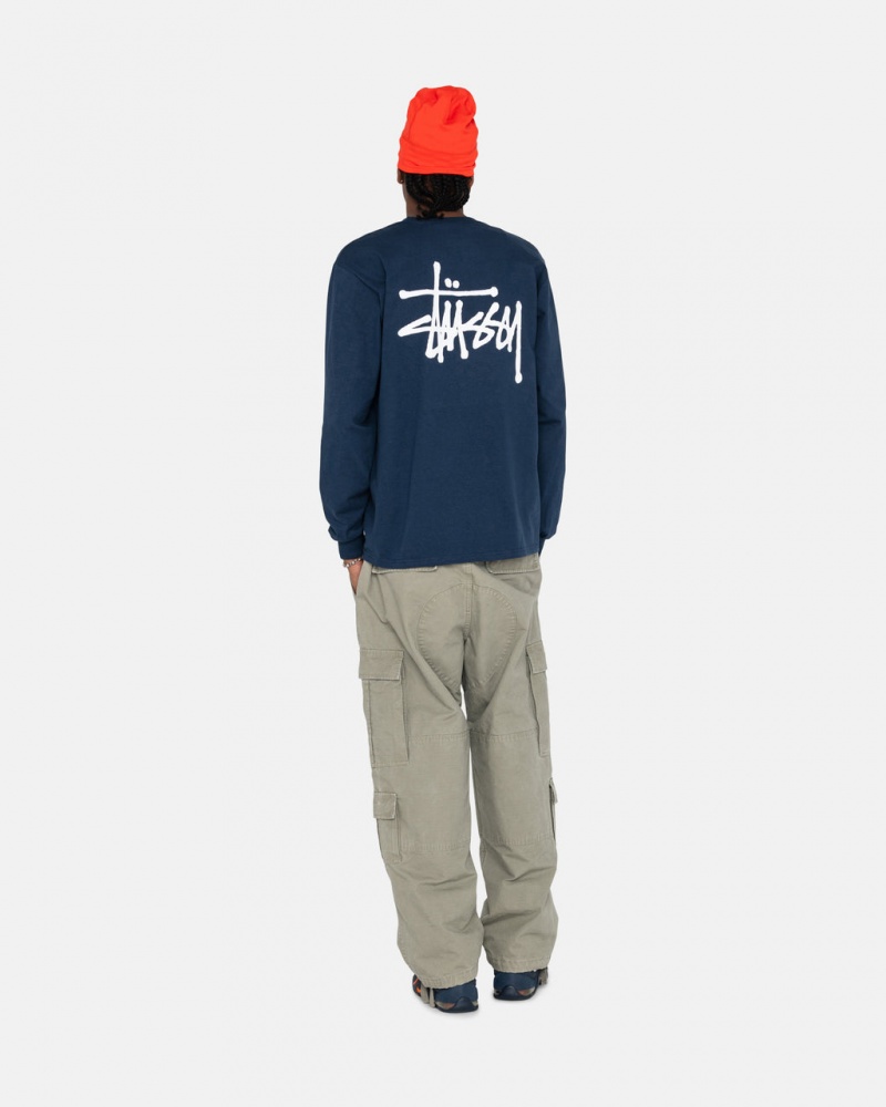 Stussy Basic Stussy LS Tee - Mens Tees Azul Marino | YMXGT98569