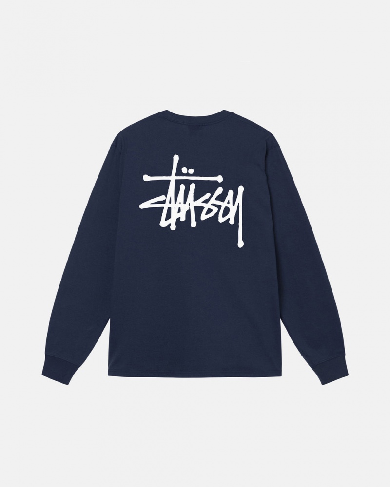 Stussy Basic Stussy LS Tee - Mens Tees Azul Marino | YMXGT98569