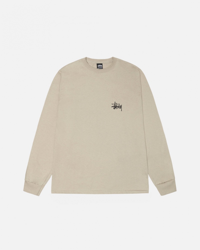 Stussy Basic Stussy Ls Tee - Mens Long Sleeve T-Shirt Kaki | MXJZR17050