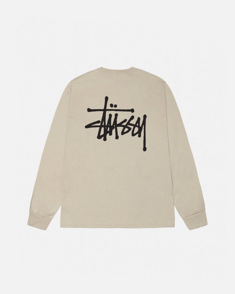 Stussy Basic Stussy Ls Tee - Mens Long Sleeve T-Shirt Kaki | MXJZR17050