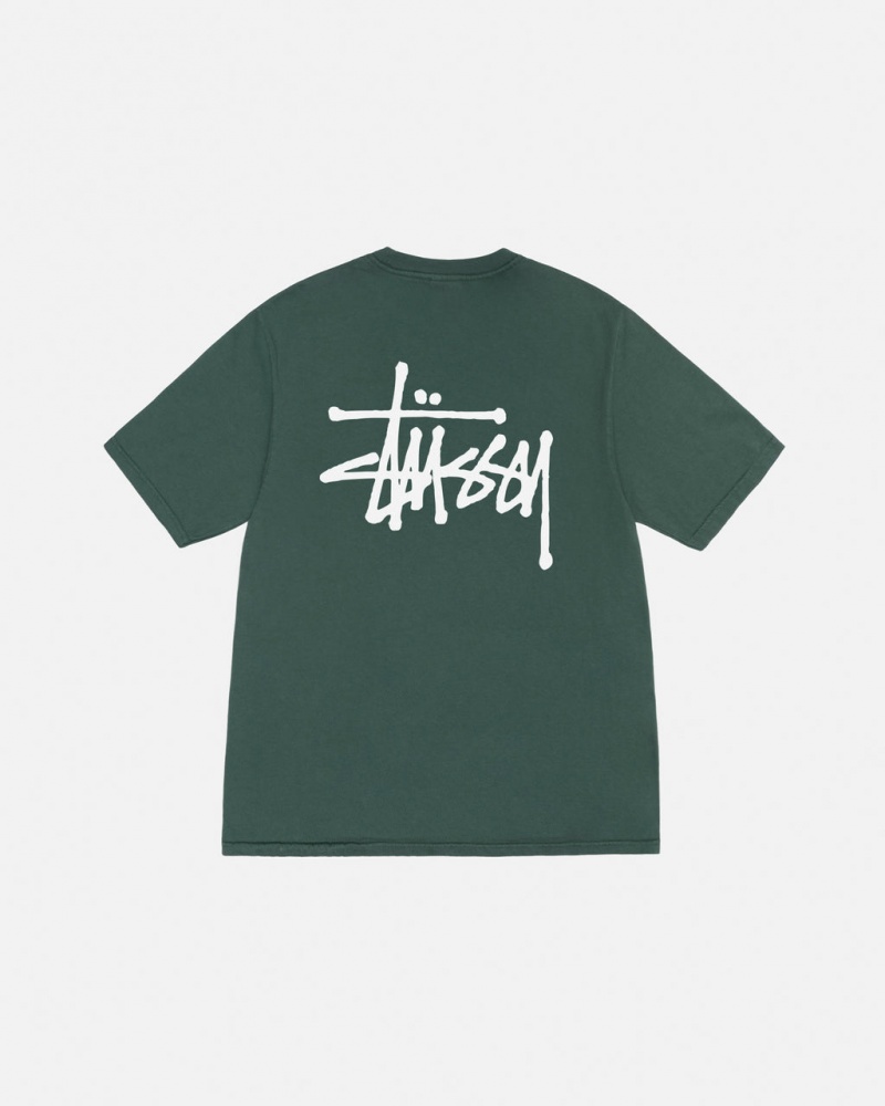 Stussy Basic Stussy Tee Pigment Dyed - Unisex Shortsleeve Verdes | LMXTR26006