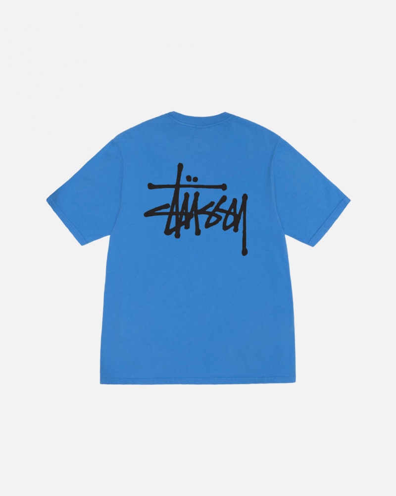 Stussy Basic Stussy Tee Pigment Dyed - Unisex Shortsleeve Azules | MXQCS16114