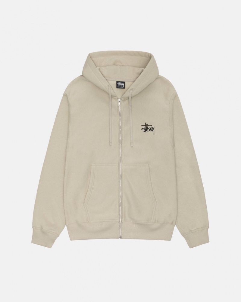 Stussy Basic Stussy Zip Hoodie - Unisex Hoodies Kaki | MXDFL58434