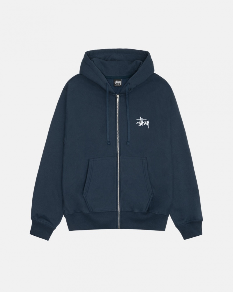 Stussy Basic Stussy Zip Hoodie - Unisex Hoodies Azul Marino | TMXPQ90361